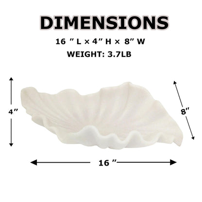 CSjihua Off-white Large Decorative Bowl - 16” Fruit/Key/Purse Bowl for Home Decor - Coffee Table & Entryway Table Decor - Scalloped Ruffle Bowls - Unique Centerpiece Bowls(Big)