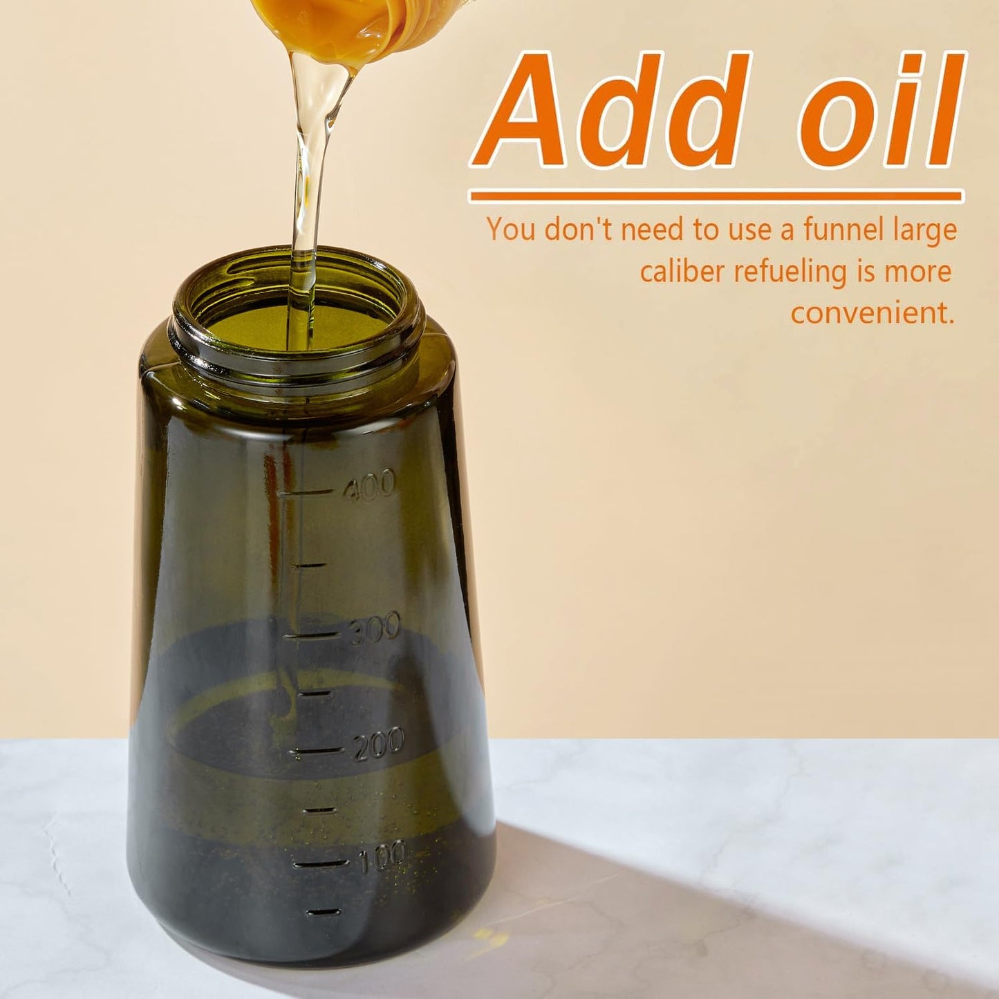 With Stickers 16oz Olive Oil Sprayer for Cooking - 2 in 1 Spray & Pour Olive Oil Dispenser - 470ml Glass Spray Oil Bottle - Kitchen Gadgets