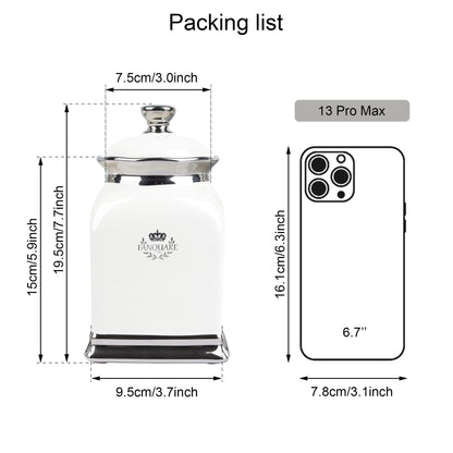 fanquare 30 OZ Cookie Jar, White Kitchen Canisters Set of 3, Farmhouse Porcelain Decorative Jars for Countertop, Ceramic Storage Jar for Coffee, Sugar, Tea Bag