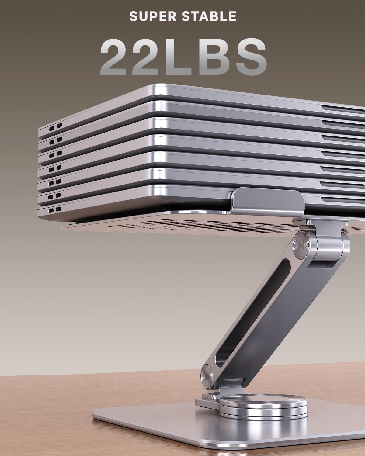 SENZANS Laptop Stand for Desk, Aluminum Alloy Ergonomic Laptop Riser 360 Rotation Base, Portable Adjustable Laptop Stand for Office Home Fits MacBook Air Pro, Dell, HP (10"-17.3'') - Silver