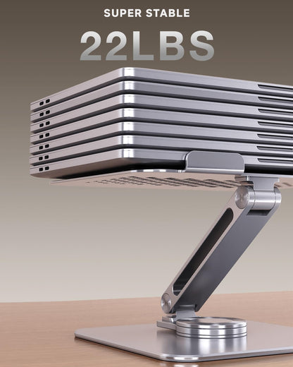 SENZANS Laptop Stand for Desk, Aluminum Alloy Ergonomic Laptop Riser 360 Rotation Base, Portable Adjustable Laptop Stand for Office Home Fits MacBook Air Pro, Dell, HP (10"-17.3'') - Silver