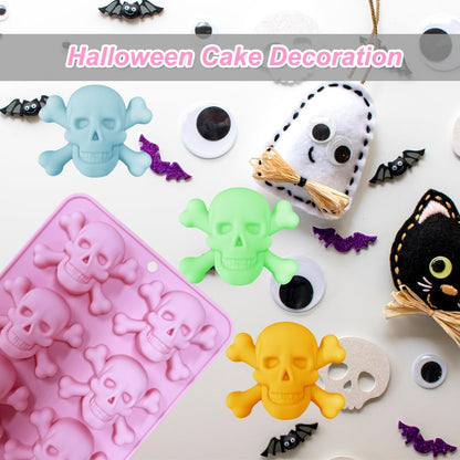 2 Pack Halloween Silicone Cake Molds 6 Cavity Skull Silicone Mold for Aromatherapy Candles Chocolate Candy Gummy Crayon Soap Cake Cupcake Topper Decorations for Halloween Party Props