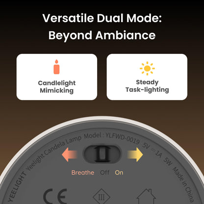 YEELIGHT Cordless Table Lamp, Portable Ambient Lighting, 1800K Warm Amber Light, USB-C Rechargeable, Twist Dimming, Candlelight Breathing Mode, Battery Operated Lamp for Home, Table, Bar, Cafe Decor