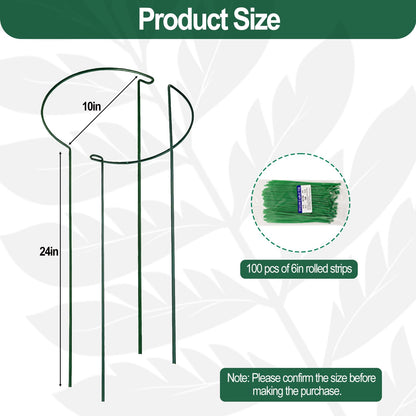 Tiuire 24in Tall Heavy-Duty Plant Support Stakes, 12 Pack Adjustable Peony Cages & Supports for Outdoor Plants, Large Garden Plant Stakes for Peony, Tomato