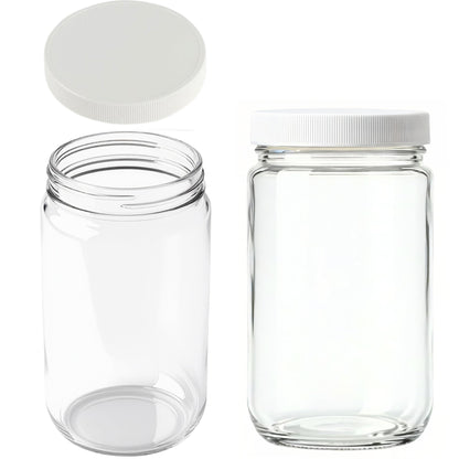 JARMING COLLECTIONS 32oz Extra Wide Mouth Glass Storage Jar with BPA-Free Plastic Lid – Quart Size Airtight Mason Jar for Kitchen, Pantry, and Food Storage (Set of 2)