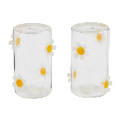 Mud Pie Daisy Icon Glass S And P; 3 1/2" x 2" dia