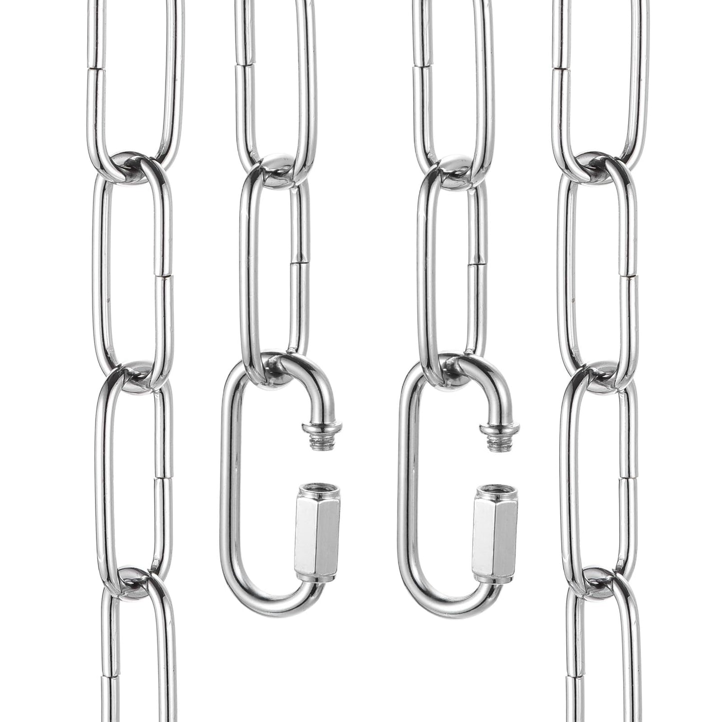 uxcell 6ft Lighting Hanging Chain, 3mm/0.12" Looping Metal Pendant Chandelier Chain Extension with 2 Quick Link Lock for Hanging Plant Pendant Chandelier Light Fixture, Light Silver
