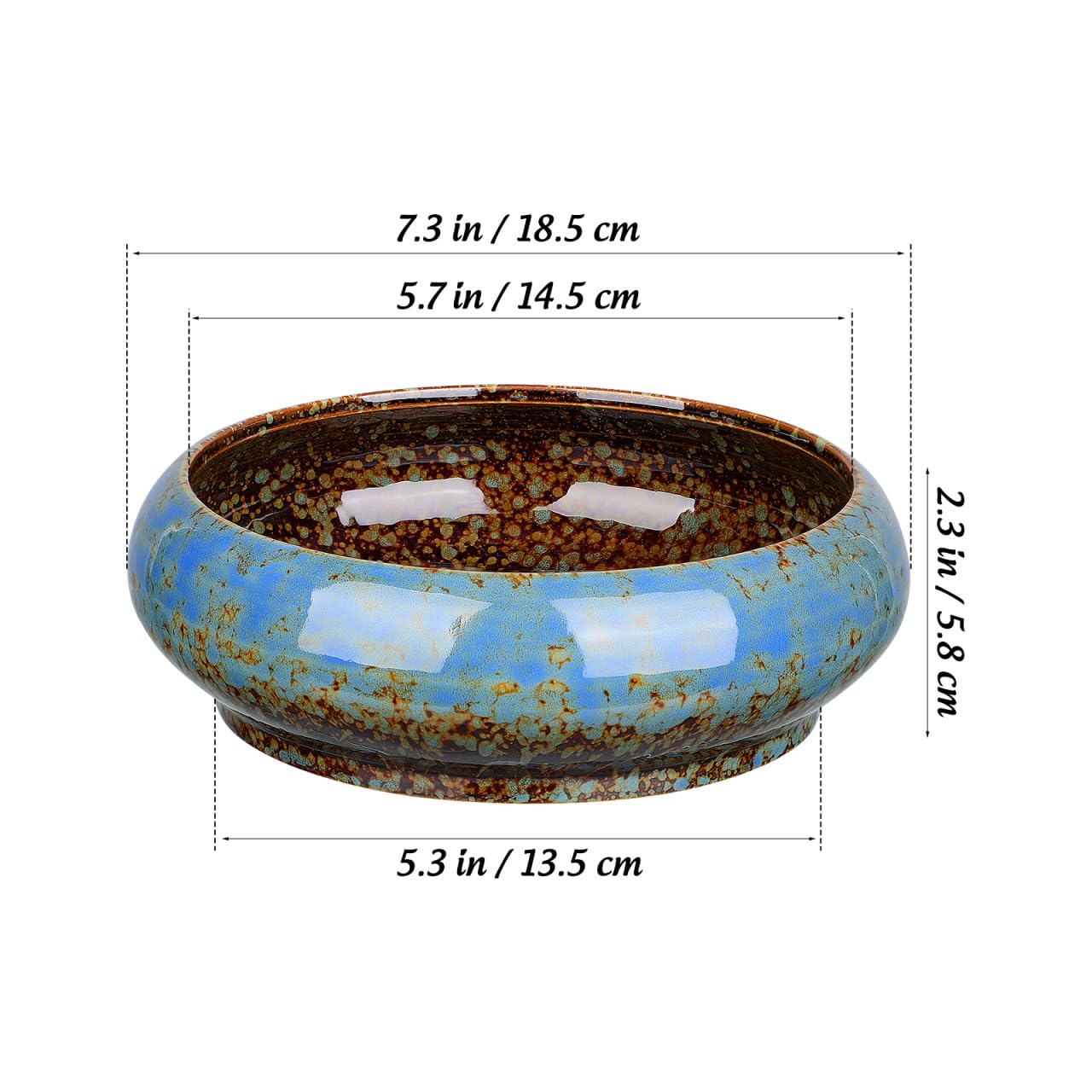 Homoyoyo Ceramic Lotus Bowl Planter Porcelain Cactus Planters for Lotus Seeds Succulents Bonsai Water Lily Arrangement Bonsai Succulents Cactus Without Hole Blue