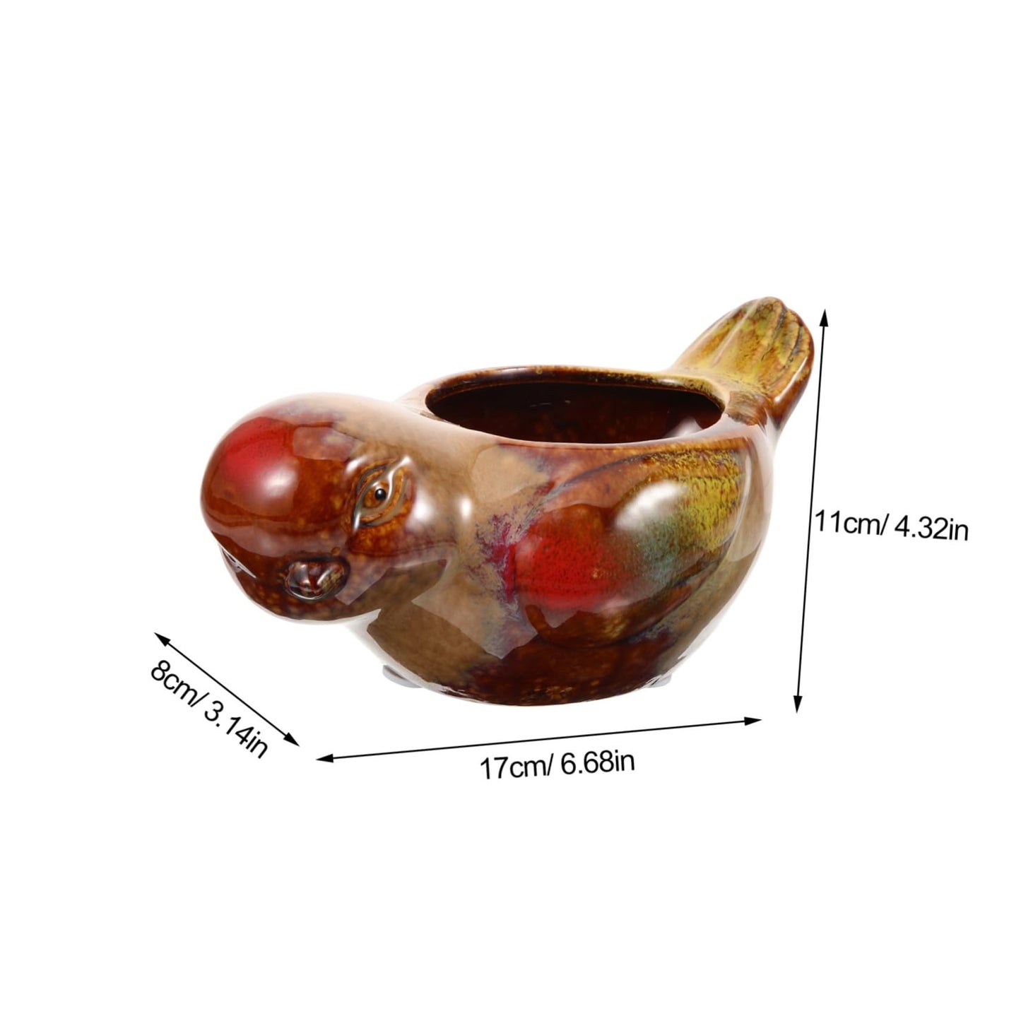 Happyyami Creative Ceramic Succulent Planter Pot with Bird Design Small Indoor Decorative Flower Pot for Succulent Planting and Home Gardening Gift for Garden Lovers