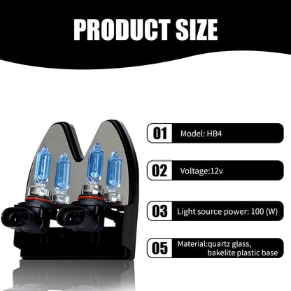 Flygun 9006 Car Halogen Bulbs, Ultra White Light, 12V 100W, 2 PCS, High Beam Low Beam, Fits Most Cars, Trucks, SUVs