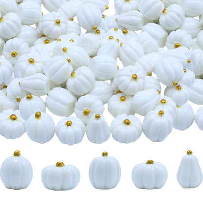 DoubleWood Mini Pumpkins for Crafts, 60Pcs Decorative Miniature Pumpkin, Little Fake Pumpkin, White Pumpkins for Fall Decor, Halloween, Thanksgiving, Vase Filler (60, White)
