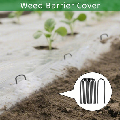 4 inch 25 Pack U Shape Black Garden Stakes,11 Gauge Garden Pins,U-Shaped Tent Stakes,Galvanized Landscape Staples for Yard Lawn,Tube, Landscape Fabrics,Irrigation Hose and Weed Barriers.