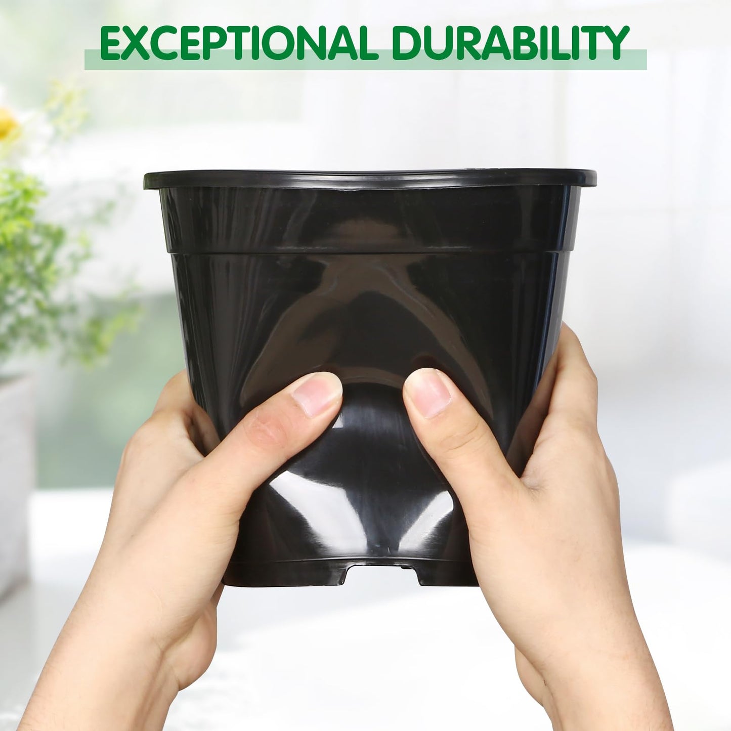 OUPSAUI 1 Gallon Pots for Plants, 6.7 Inch Plant Pots with Drainage Holes, Sturdy Plastic Large Nursery Pot, 1 Gallon Nursery Pots for Seedlings, Succulents, Cuttings