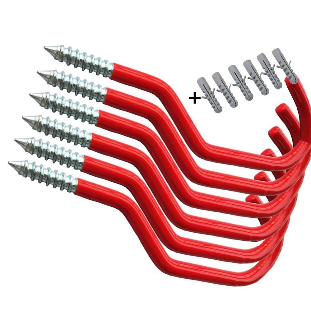 AIYoo Heavy Duty Bike Hook for Garage Ceiling, 6 PCS Garage Storage System Hooks Loading Capacity 100 LBS, Large Screw Bike Hooks for Garage Wall and Garage Ceiling, Outdoor String Lights Plants hooks