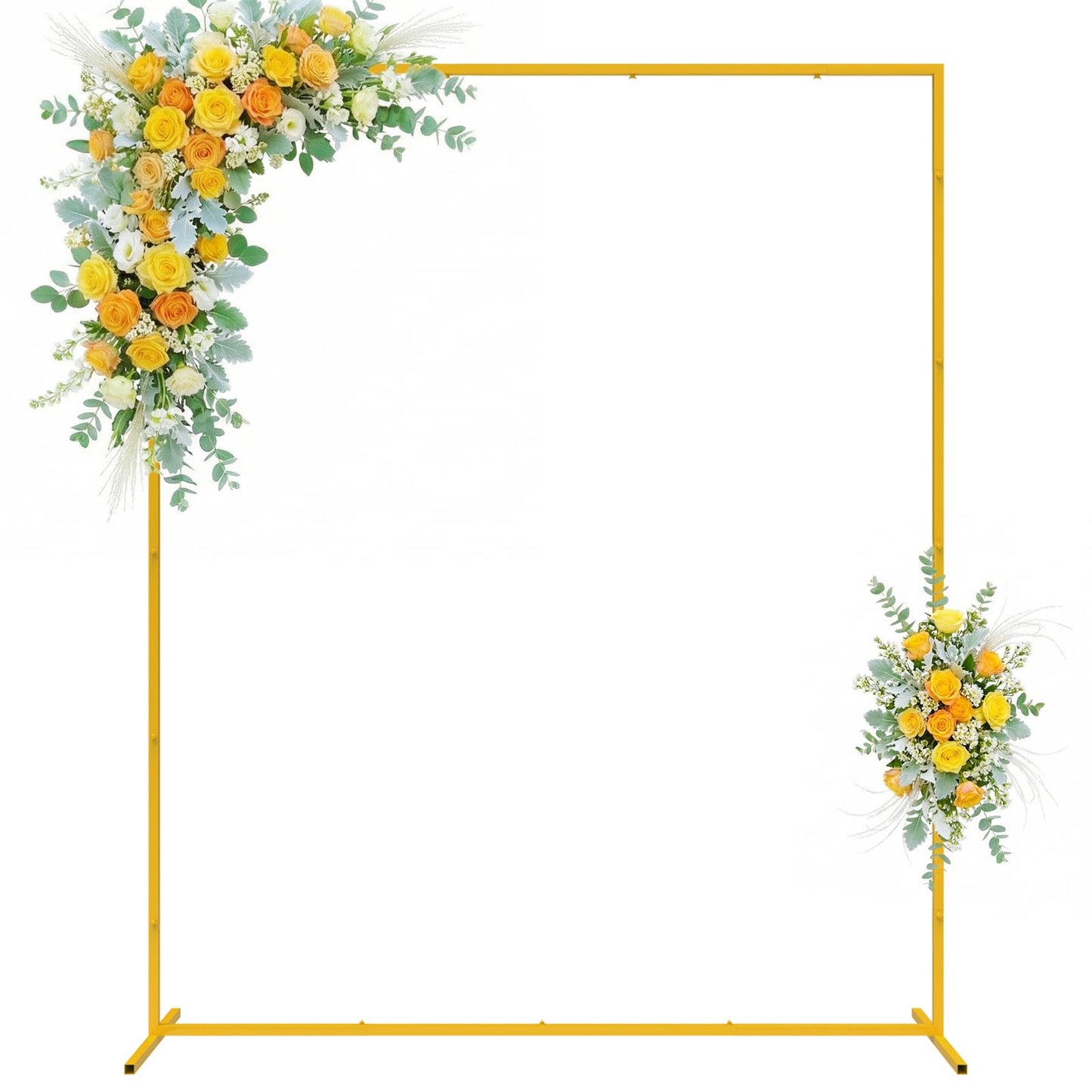 Wokceer Backdrop Stand Square Wedding Arch 6.6FT x 5.2FT Gold Metal Balloon Arch Backdrop Stand for Wedding Ceremony Birthday Party Baby Shower Photo Booth Background Decor