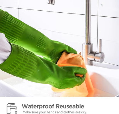 Rubber dishwashing gloves 3 or 6 Pairs for kitchen,Cleaning washing dish gloves long for household reuseable durable.