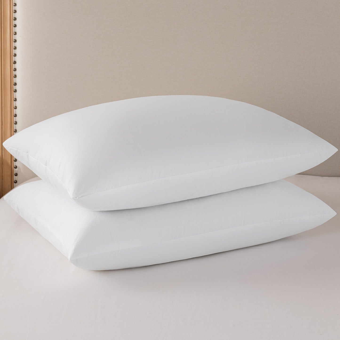 20x20 Decorative Throw Pillow Inserts-Down Feather Pillow Inserts-Square-Cotton Fabric-Set of 2-White.