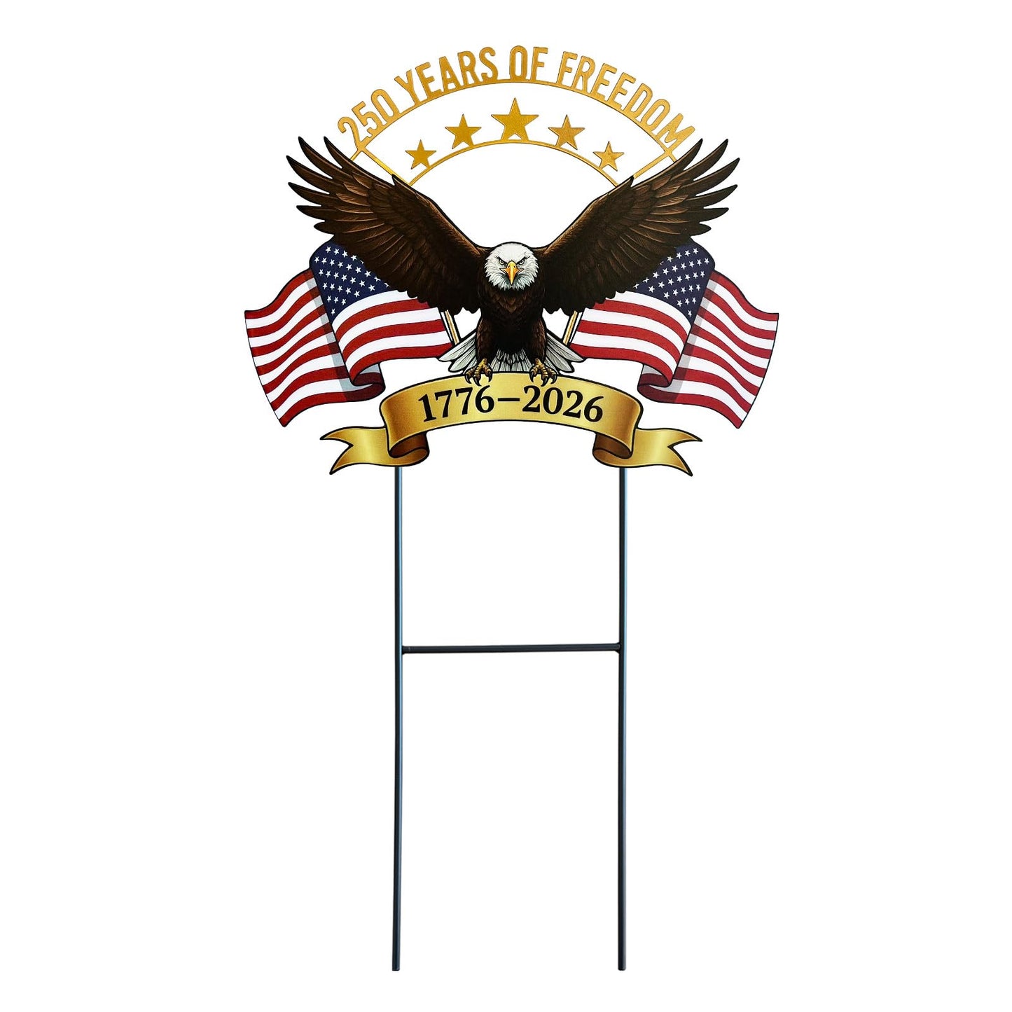 4th of July Decorations Outdoor,25.4" 250th Anniversary Patriotic Eagle Metal Decorative Garden Stakes for Memorial Day Independence Day USA Garden Decor, Red White Blue Americana Welcome Yard Signs