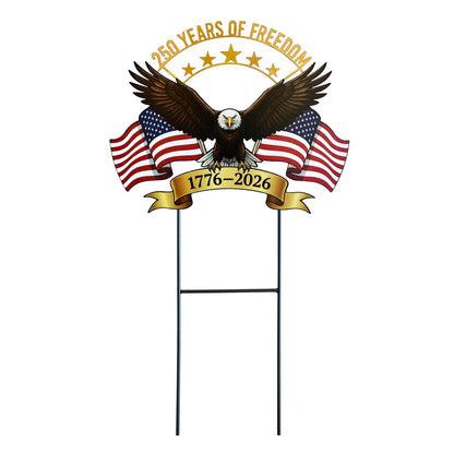 4th of July Decorations Outdoor,25.4" 250th Anniversary Patriotic Eagle Metal Decorative Garden Stakes for Memorial Day Independence Day USA Garden Decor, Red White Blue Americana Welcome Yard Signs