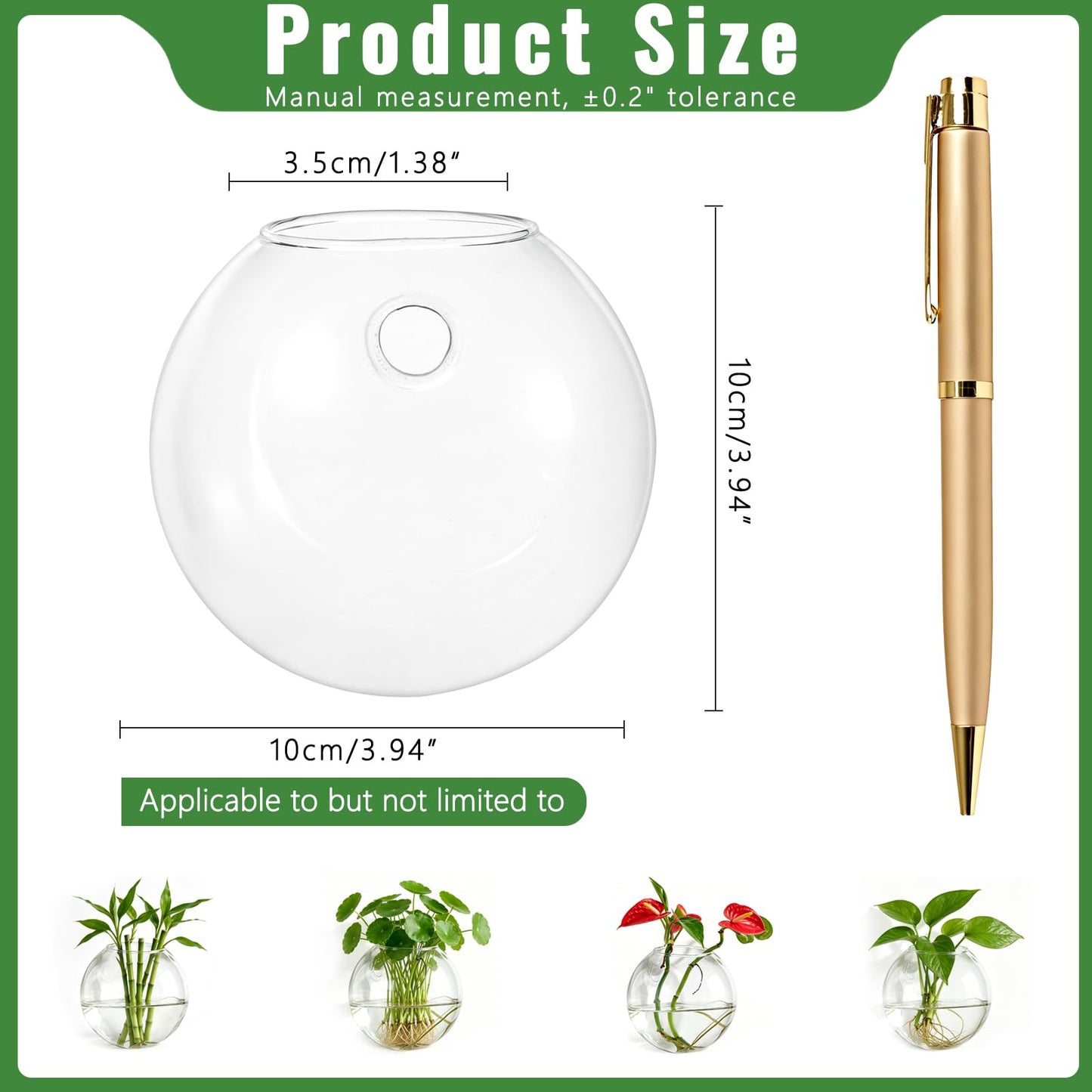 NUPTIO Wall Hanging Planter Terrarium: 4 Inch Glass Air Plant Holder 6PCS Propagation Indoor Floral Vase Flat Round Hydroponic Container Wall-Mounted Floating Pots for Bathroom Balcony Greenhouse