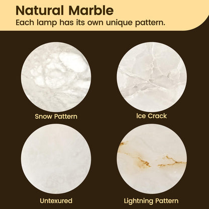 DLITISH Natural Alabaster Wall Sconce, 8.7 inch Round White Marble Wall Lamp with Gold Metal Base, Modern Alabaster Wall Light Fixture for Bedroom, Living Room, Dining Room, Hallway (E12 Bulb)