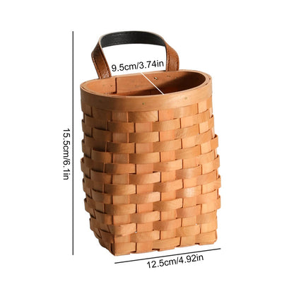 Hanging Basket Hanging Wicker Baskets, Hand-Woven Wood Storage Basket Portable Wall Hanging Flower Basket Organizer Fruit Vegetable Rattan Storage Holder Basket Container Home Decoration