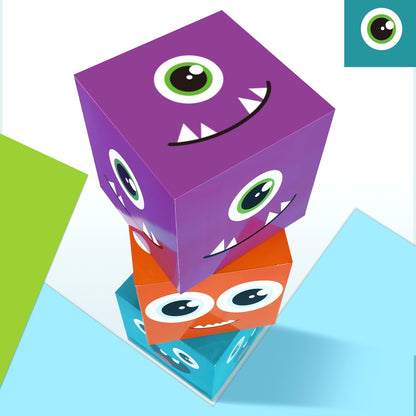 Foilswirl 6 Pcs Monster Birthday Party Decoration Cartoon Big Party Favor Boxes Blue Purple Theme Decor Monster Large Treat Candy Cookie Boxes 11.8'' x 11.8'' for Birthday Baby Shower Photo Booth Prop