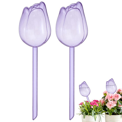 M METERXITY 2-Pack Plant Watering Globes, 9.4 Inch Plastic Self Watering Planter Insert for Indoor/Outdoor Plants, Self Water Devices [Purple]
