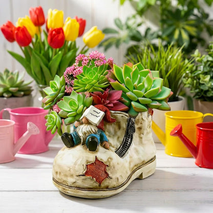 DDLUZQual Cute Planter Pot Suitable for Indoor and Outdoor, Small gnome Resin Succulent Plant Flower pots, Decorative Fun Flower pots with Drainage Holes, Ideal Home and Garden Decoration Gifts