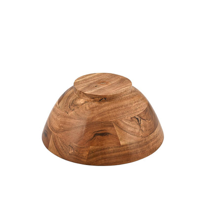 Mahasu Acacia Wood Round Shaped Serving Bowl For Fruit,Dessert Platter Centerpiece Dining Living Room Home Kitchen Décor (9" x 9" x 4")