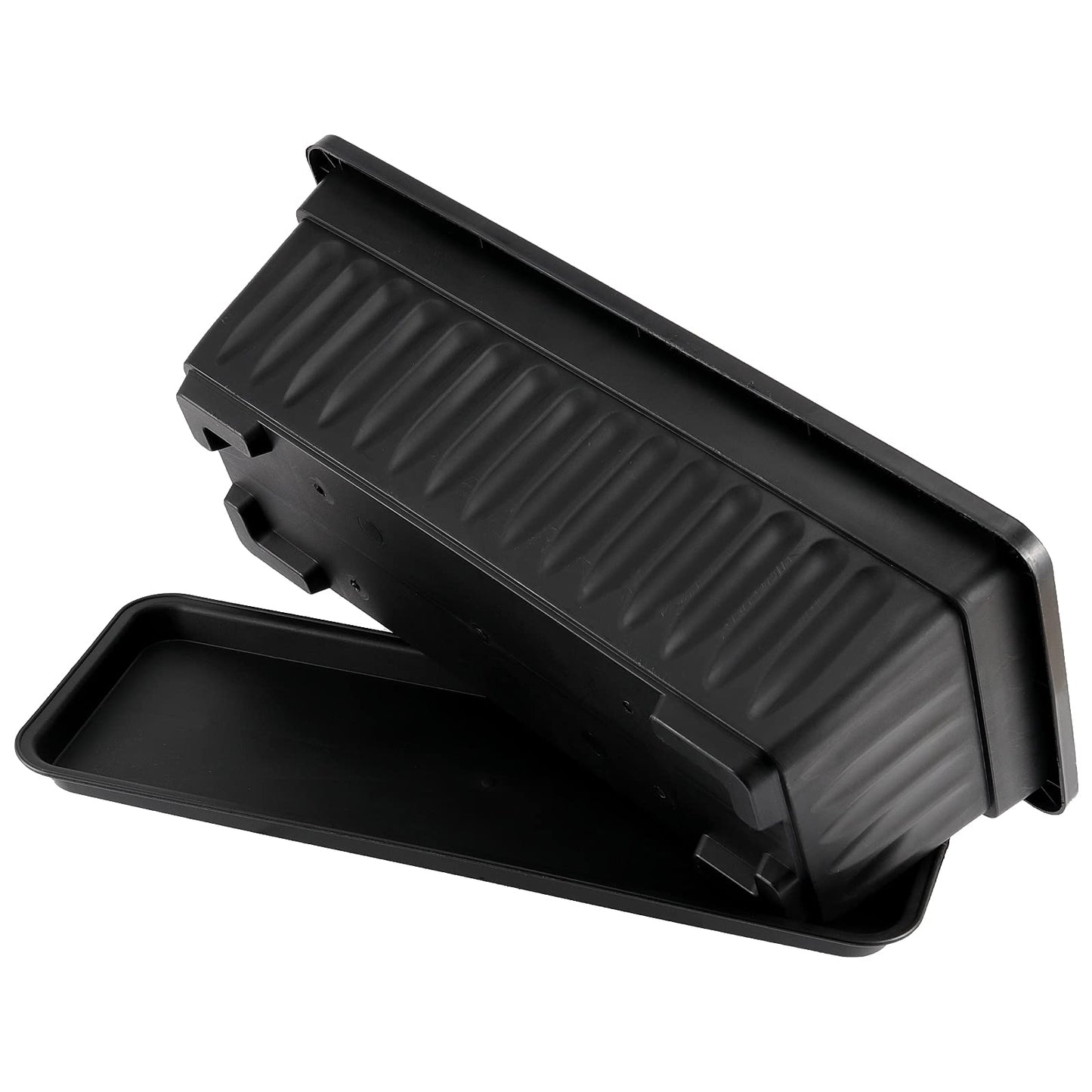 HAKZEON 6 Pack 17 Inches Plastic Flower Box Planters with Trays, Countryside Flower Window Boxes with 30 Plant Labels, Black Rectangular Vegetable Planters for Windowsill, Porch, Balcony, Garden