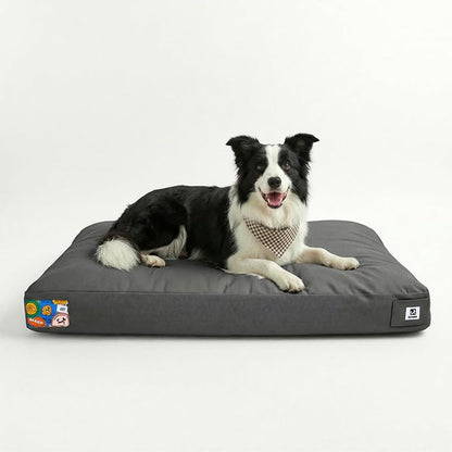 Sytopia 36 Inch Canvas Outdoor Dog Bed for Large Dogs, Durable Dog Bed with Waterproof Machine Washable Removable Cover, Indoor Patio Pet Pad for Crate, Dark Grey
