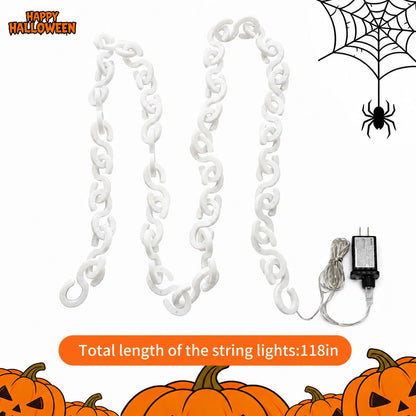 amadecohome 10 ft Halloween Chain Lights Outdoor, Waterproof Orange Purple Plastic String Lights with 8 Lighting Modes and Timer, Halloween Decoration for Skeleton Dog, Spooky, Creepy Costumes Party