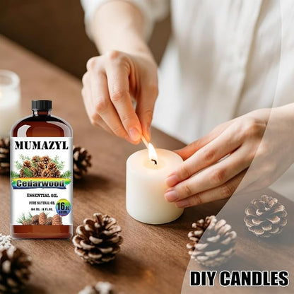 Cedarwood Essential Oil, Cedarwood Oil 16 Fl Oz 480ML for Diffuser Humidifier Yoga Cleaning DIY Candle Soap Making MUMAZYL Essential Oils
