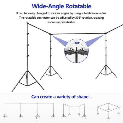 SLOW DOLPHIN Photo Studio Background Stand Support Kit Backdrop Stand, 40ft (Wide) x 8.5ft (Tall) Square Large Adjustable Backdrop Stand with Rotatable Connector, Carry Bag, Sand Bags Clamps.