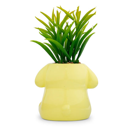 Toynk Sanrio Pompompurin 3-Inch Sculpted Ceramic Mini Planter with Artificial Succulent | Cute Flower Pot, Faux Indoor Plants