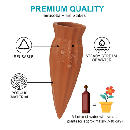 KOAMLY Plant Self-Watering Stakes 12 Pack Terracotta Plant Watering Stakes,Recycled Wine Bottle Plant Watering Spikes for Vacation