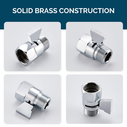 Angle Simple Shower Flow Water Valve, Brass Shut Off Valve for Hand Shower, RV Hose Flow Restrictor, Chrome