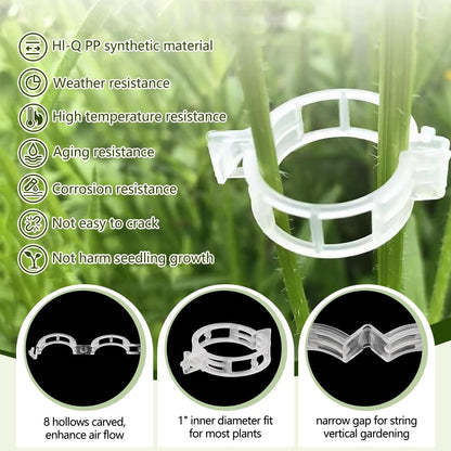 Dovciua 100PCS Plant Support Clips, Plastic Clips for Securing Plants, Plant Fixing Clips for Tomato Vine, Reusable Garden Clips for Climbing Plants, Grape, Vegetable Stems (200, Green)