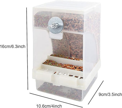 2-Pack No-Mess Automatic Bird Feeder Parrot Feeder Cage Accessories Supplies for Feeder Integrated Automatic Box Parakeet Canary Cockatiel Finch (2pcs)