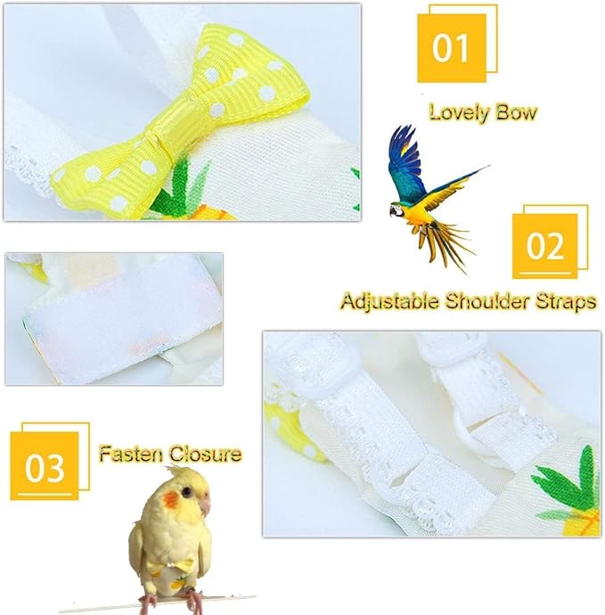 Diaper Flight Suite Liners for Birds Protective Nappy with Waterproof Inner Layer Cute Urine Wet Suit for Parrot Macaw African Budgies Conure Monk Parakeet (L,Grey)
