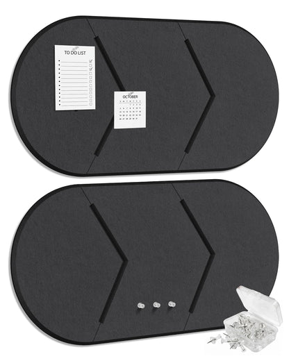 Cork Board Alternative, Felt Bulletin Board for Walls, 2-Pack 23.6"x11.8" Pin Board Wall Organizer with 35 Push Pins, Adhesive Install Wall Decor for Office, Classroom, Home, Desk Accessories