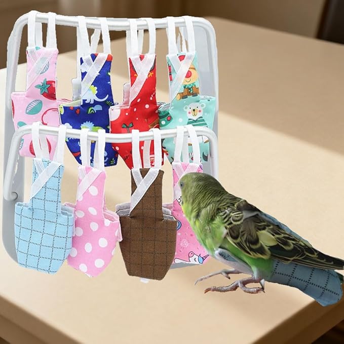 4pcs Bird Diaper Parrot Flight Suit with Waterproof Inner Layer Pigeon Pants Parrot Nappy Reusable Cockatiel Clothes Adjustable for Parakeet Mini Macaw Budgie Canary - color2 L