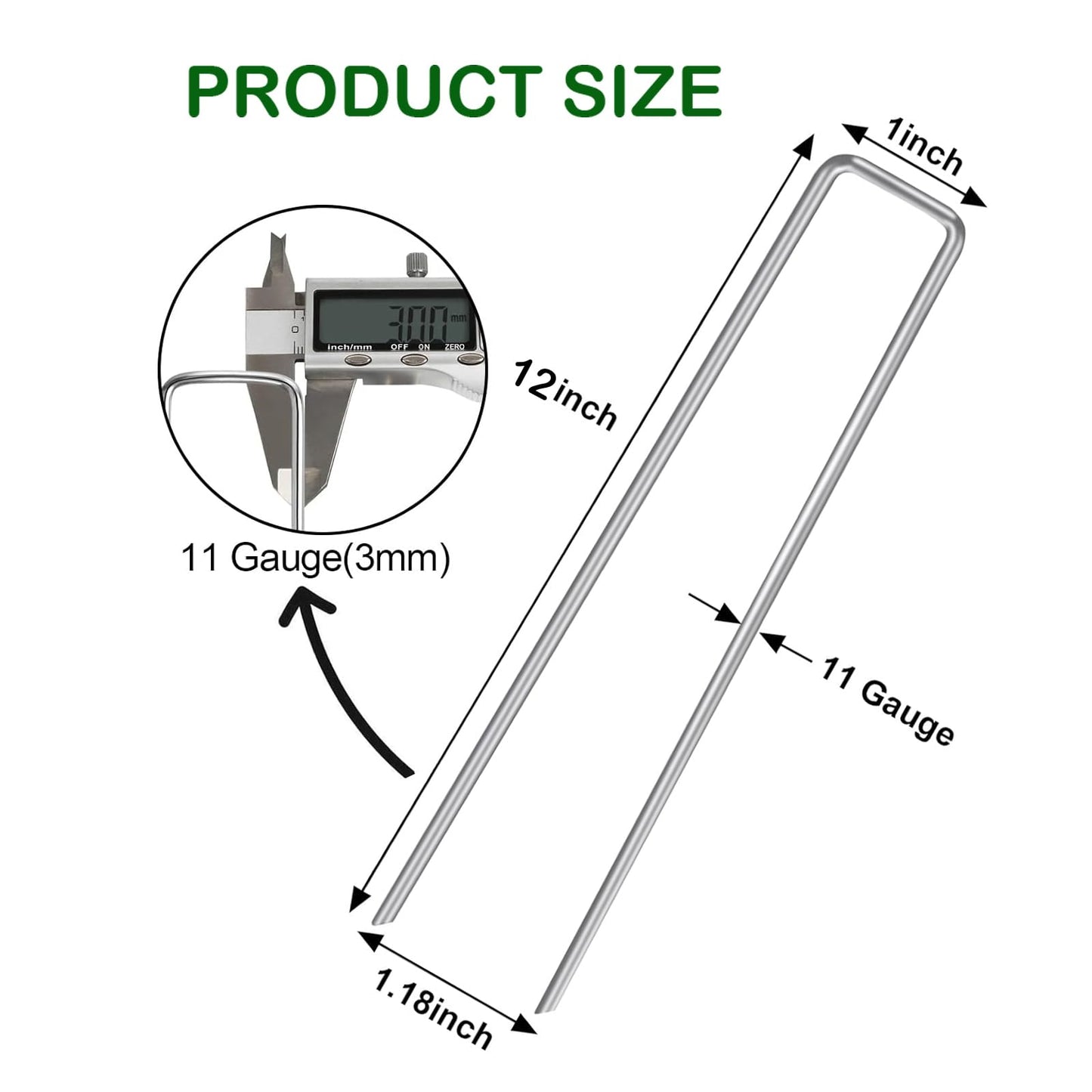 BEBEKULA 100 Pack 6 Inch Garden Stakes, Galvanized Landscape Staples for Weed Barrier Fabric, Heavy Duty Sod Pins Securing Pegs Netting Ground Sheets Irrigation Tubing (12 INCH-50Packs)