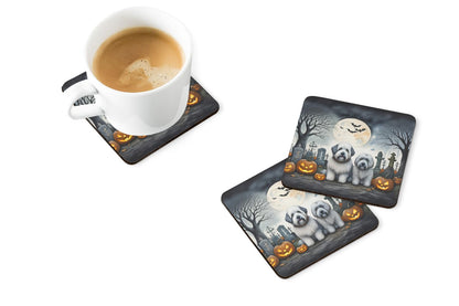 Old English Sheepdog Spooky Halloween Foam Coaster Set of 4