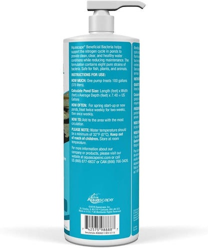 Aquascape Beneficial Bacteria Liquid Water Treatment for Ponds and Water Gardens (32 Oz / 946 ml)