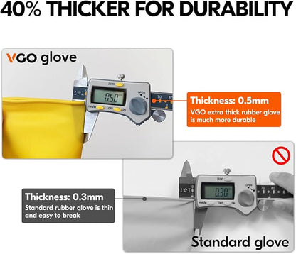 Vgo... 2-Pairs Reusable Household Gloves, Rubber Dishwashing gloves, Extra Thickness, Long Sleeves, Kitchen Cleaning, Working, Painting, Gardening, Pet Care (Size XL, Yellow, HH4601)
