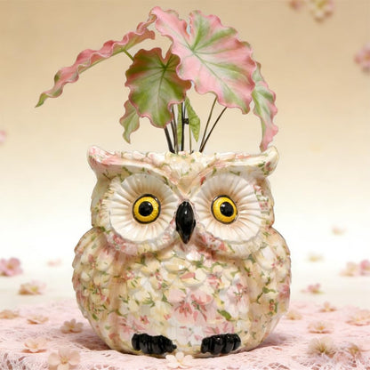 Pink Owl Planter, Cute Owl Statue Decor, Succulent Plant Pots, Decorative Flower Pot, Animal Bird Planters, Indoor Plant Pot for Home Garden Windowsill, Funny Gifts for Smart Women Mother Teacher