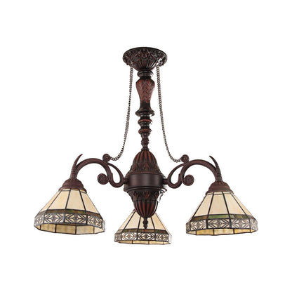 Chloe Lighting Mini Chandelier, 3 Light, Tiffany-Style, Multicolor Glass, 21in Wide, Model CH31315MI21-DC3