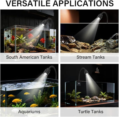 3W Fish Tank Light 3 Color Modes Clip on Aquarium Spotlight with Adjustable Focus Aquarium Focus Light with 10 Brightness Levels